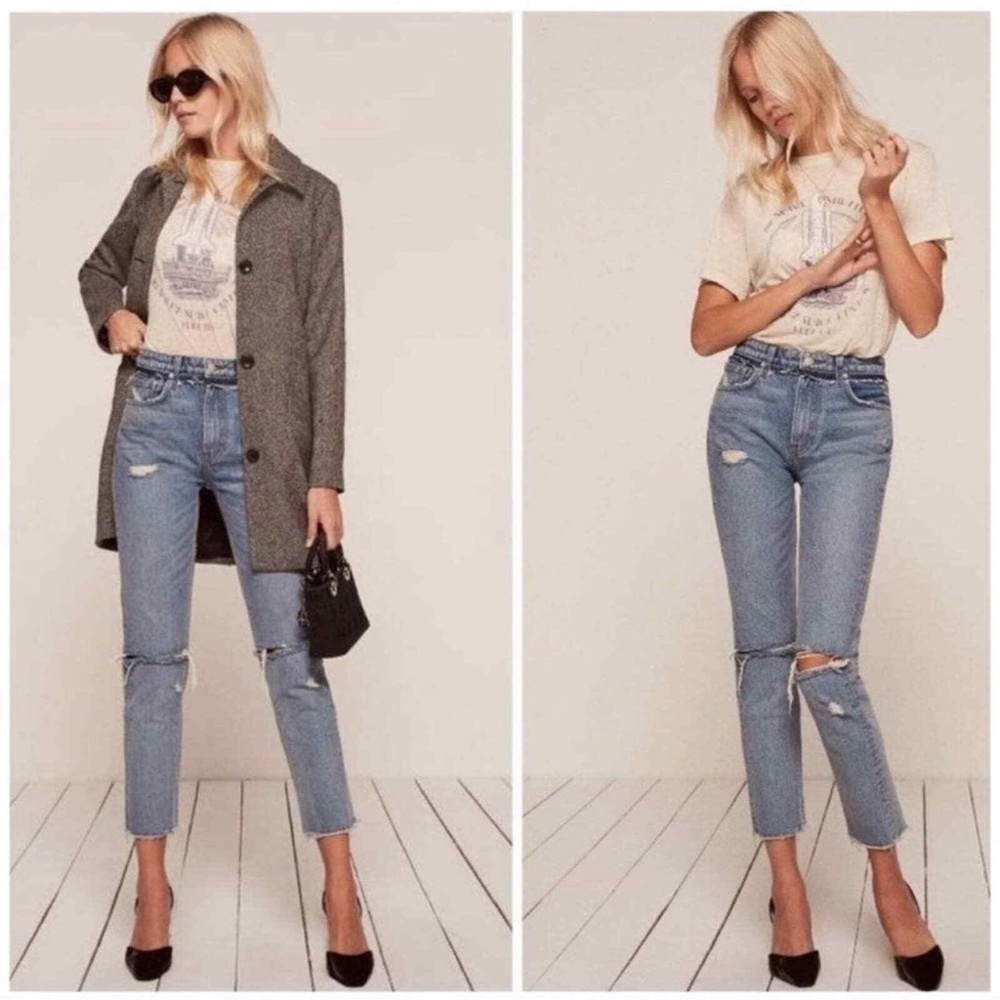 Reformation Cropped Cigarette Jeans in Savu - Size 24
